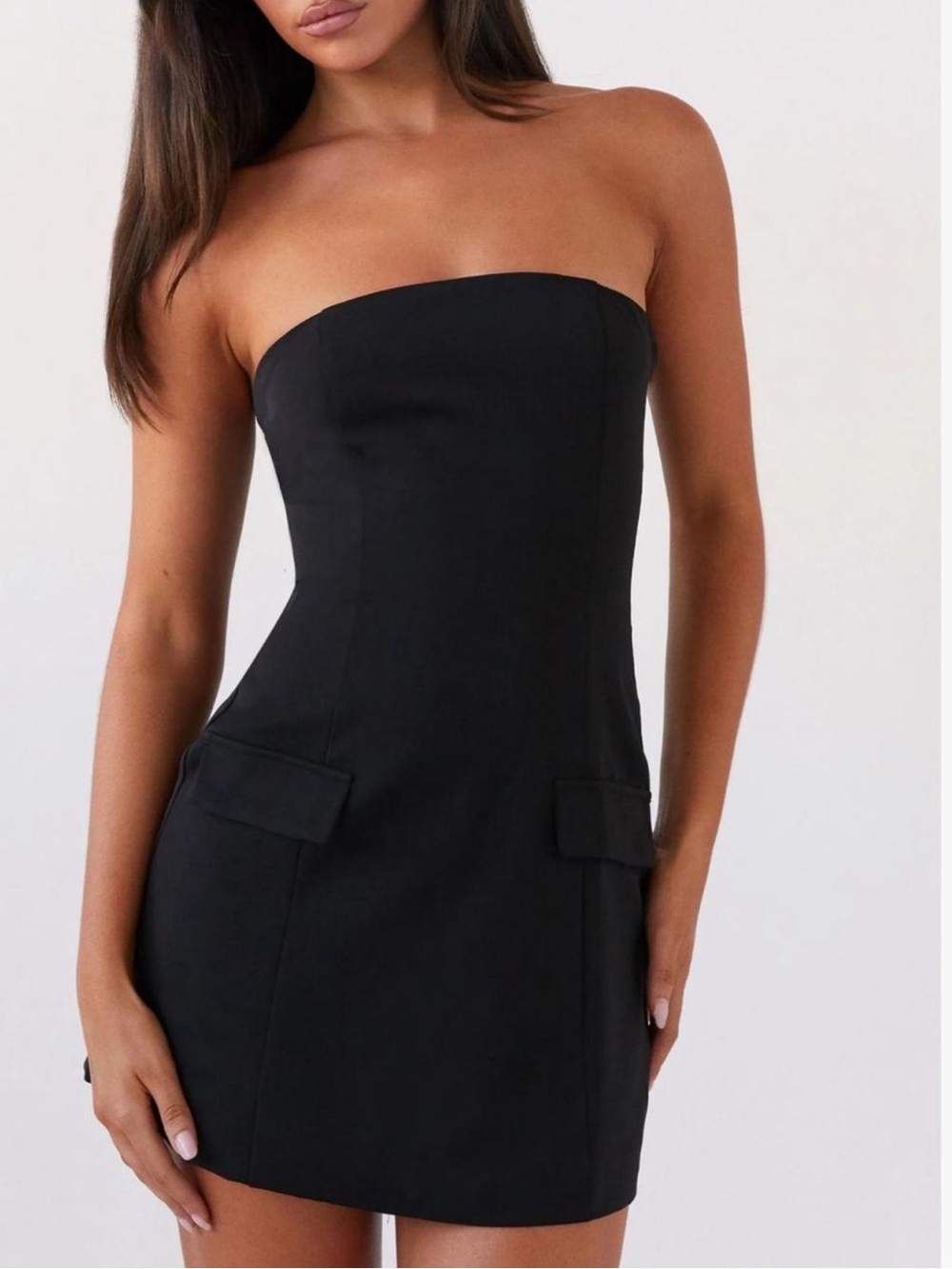 Peppermayo Allora Strapless Mini Dress in Black - Size 8